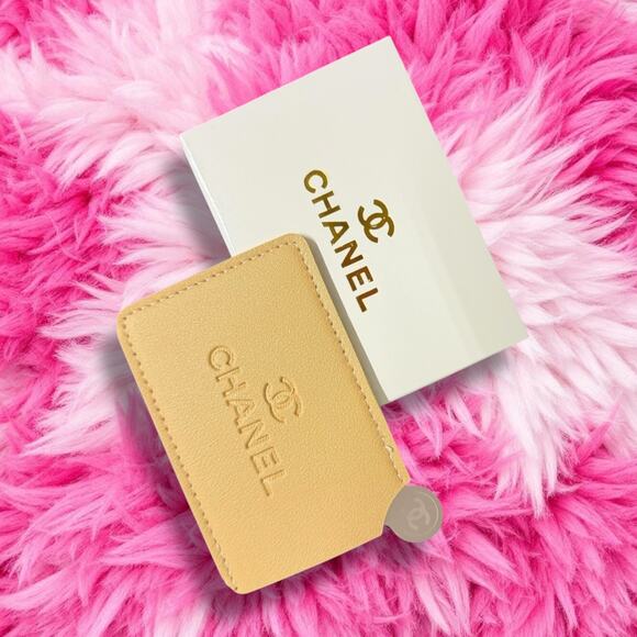 Chanel Handbags - New With Box Tan/Beige Elegant Embossed Chanel Card Holder/Mirror